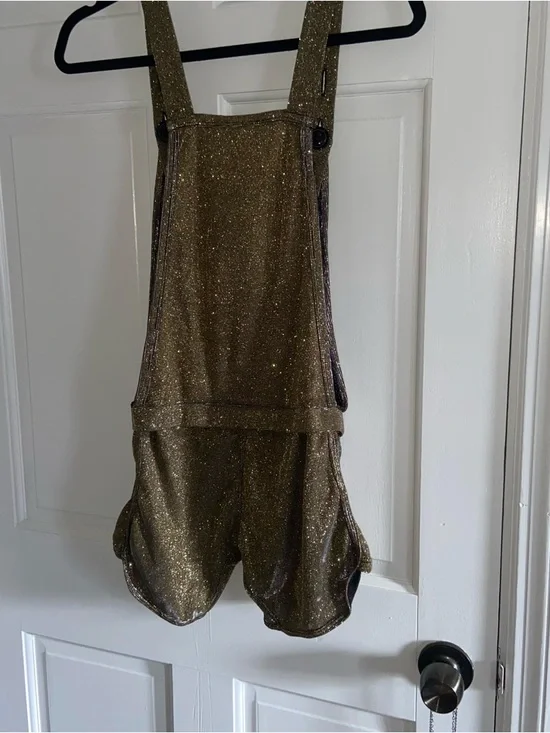 Knobs Gold Glitter Overall Romper size small - Picture 4 of 4